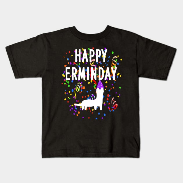 happy ermine day family wild animal design Kids T-Shirt by FindYourFavouriteDesign